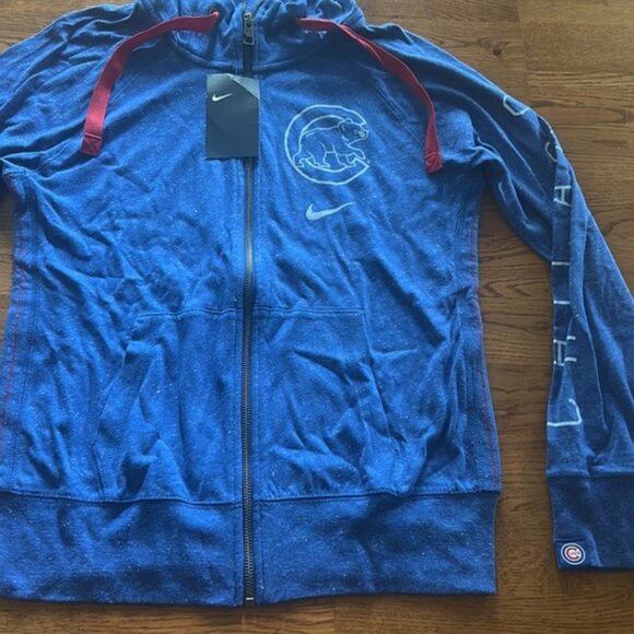 NWT Nike Chicago Cubs Zip Up Sweatshirt Women S Hoodie Full Royal Blue Red - Picture 4 of 4